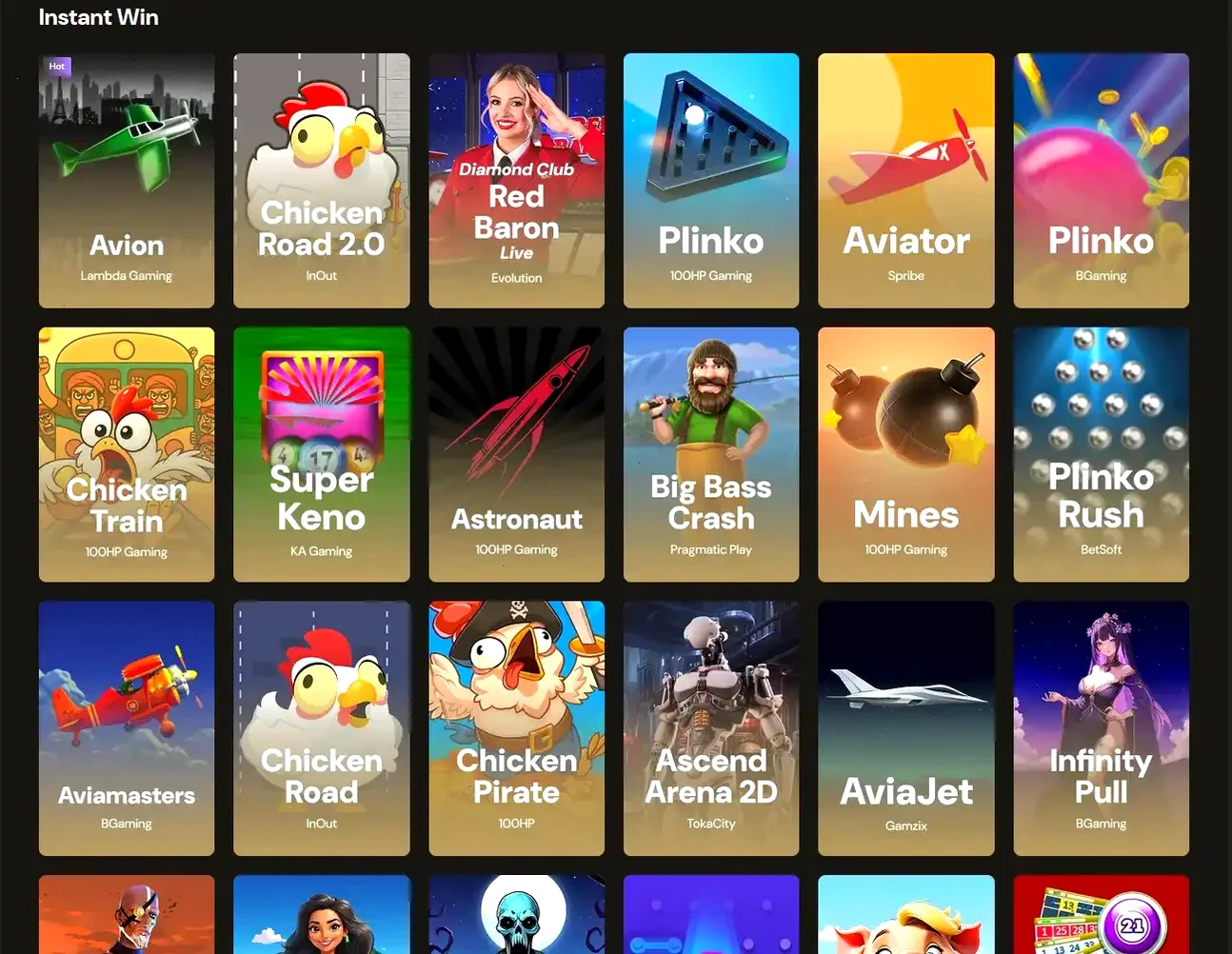 Pelican Casino Live-Tische und Slots